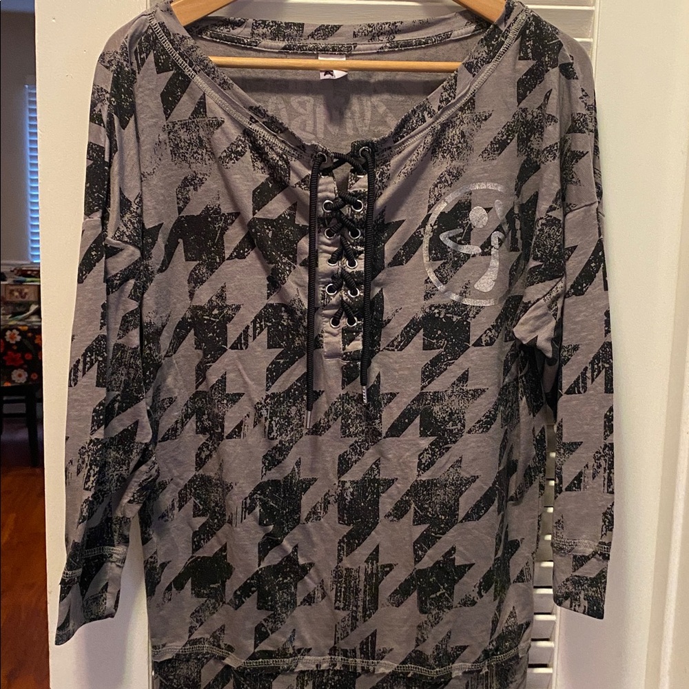 Zumba Fitness Grey Top with Black Graphic